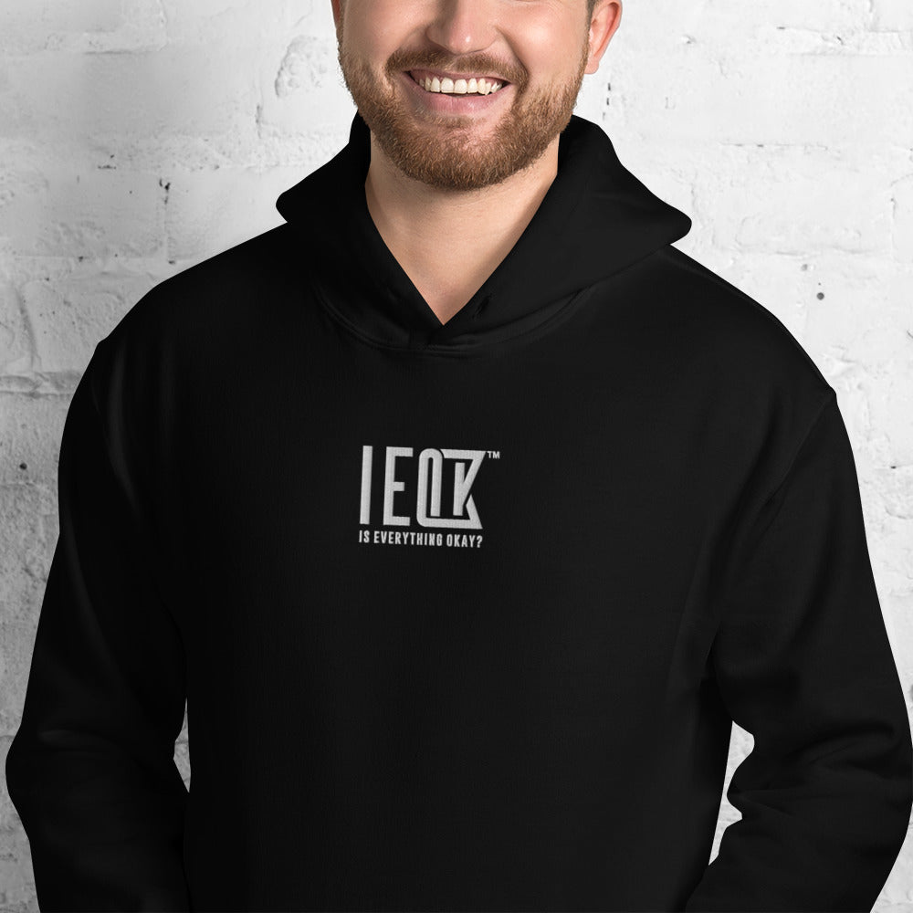 IEOK : Hoodie - Black - Embroidered Logo (White)
